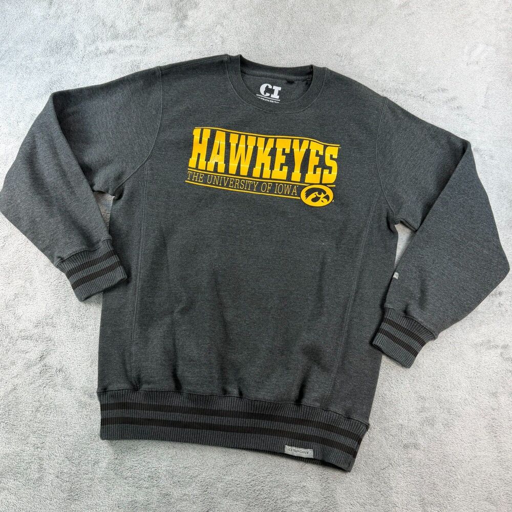 Iowa Hawkeyes Crewneck Sweatshirt L Gray University of Iowa CI Sport
